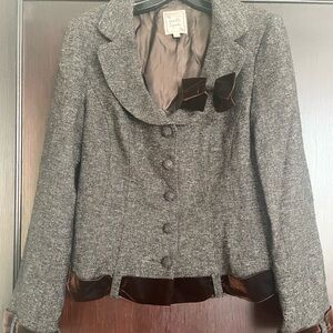 Vintage Nanette Lepore Brown Tweed Fitted Blazer Size 10